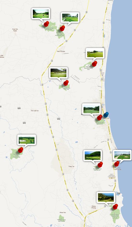 Hua Hin Golf Maps for Courses in Thailand